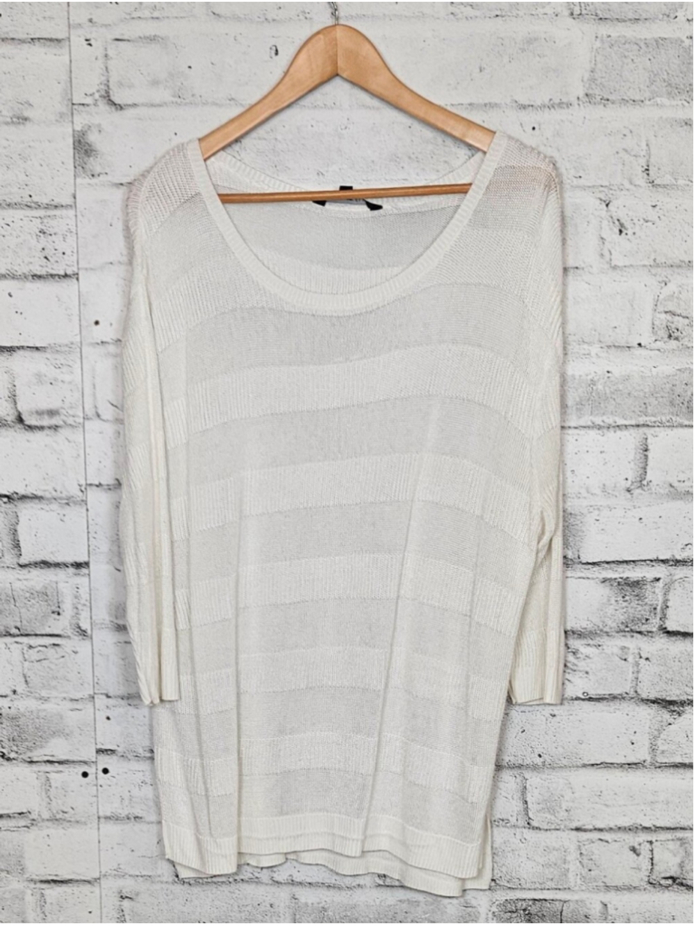 Addition Elle 3X White Lightweight Knit Tunic Sweater Plus Size